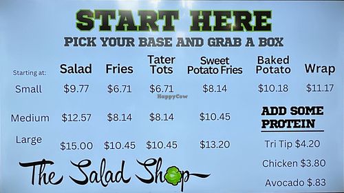 Salad prices at The Salad Shop in Visalia