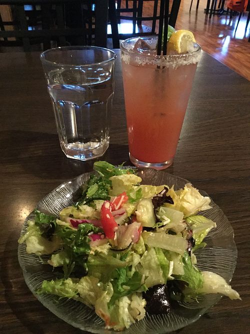 Salad with the pasta vegetarian (cheese) at The Raven Grill in Gardiner