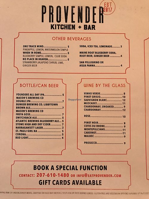 Beverages at Provender Kitchen & Bar in Ellsworth