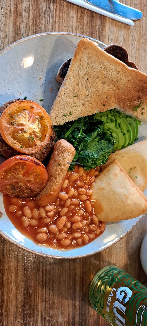 Vegan breakfast (mushrooms swapped for extra potato scone) at Tibo in Glasgow