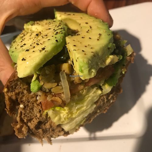 Tempeh chunk in the middle, inside the hoagie at Mellow Mushroom in Fort Myers
