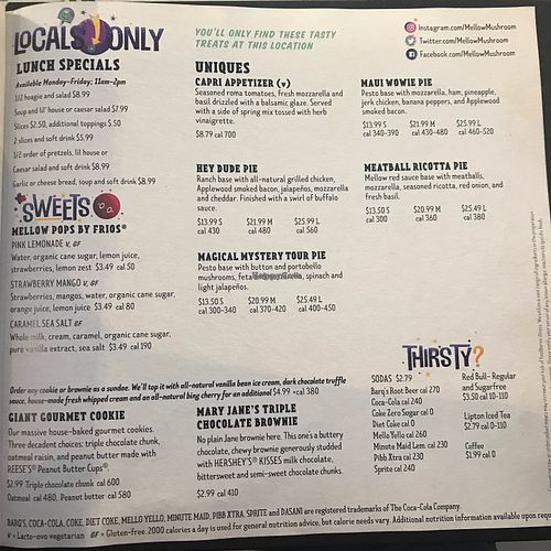 Lunch menu  at Mellow Mushroom in Fort Myers