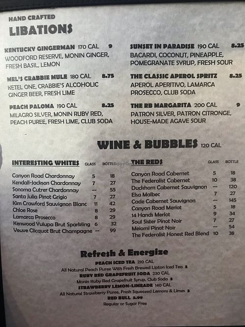 Libations & bubbles menu at Mellow Mushroom in Fort Myers