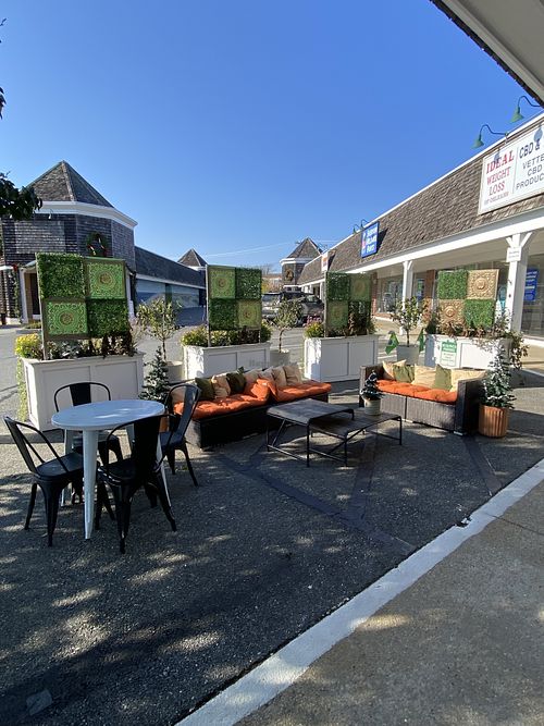 Outdoor seating in November  at Viv's Kitchen in Orleans