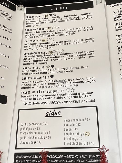 All day menu  at Viv's Kitchen in Orleans