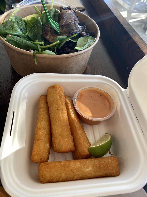 Yucca fries with the vegan dip  at Viv's Kitchen in Orleans