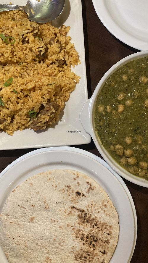 Veg meat biryani, chickpea and spinach curry and pita  at Persian Palate - Mango Square in Cebu