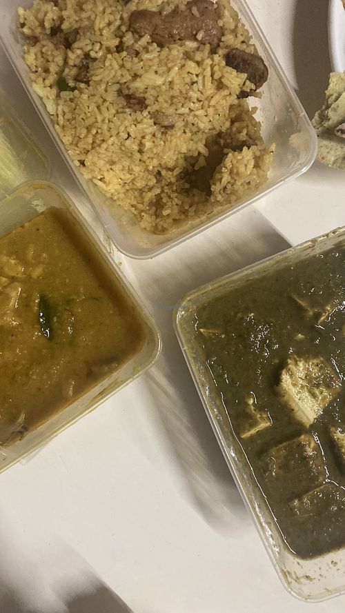 Take out options available, even larger quantities. Potato and mushroom, tofu and spinach, and veg biryani  at Persian Palate - Mango Square in Cebu