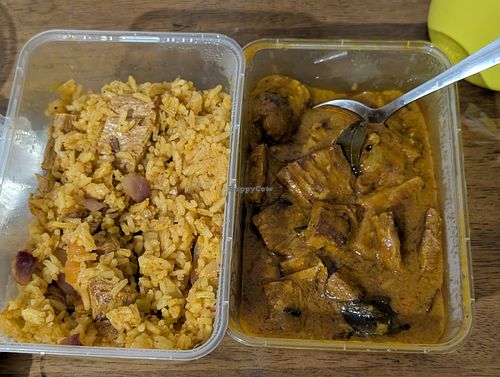 Vegan meat biryani and vegan meat curry at Persian Palate - Mango Square in Cebu