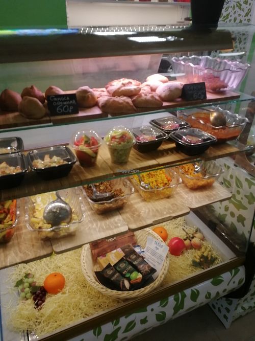 Pastry and food at Superia in Moscow