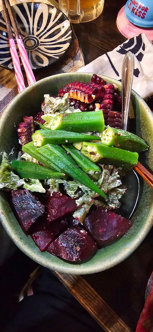 Cesar salad and veggies. at Yasai Izakaya Genki in Tokyo