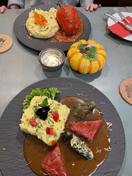 German dumplings and potato salad   at V-Bandits in Ludwigsburg