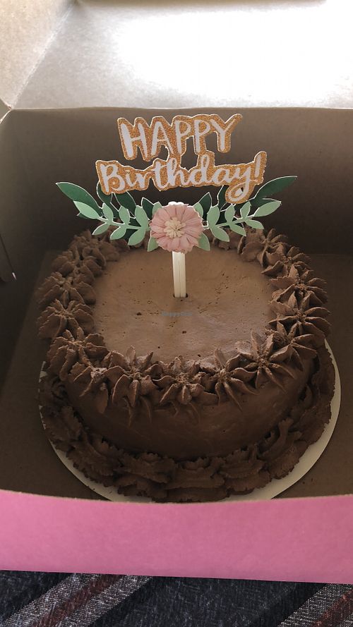 Vegan chocolate birthday cake! at Catherine's Cupcakery in Yuma