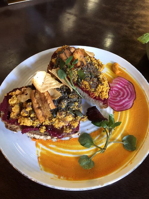 Beat Hummus toast  at La Fabrica in Girona