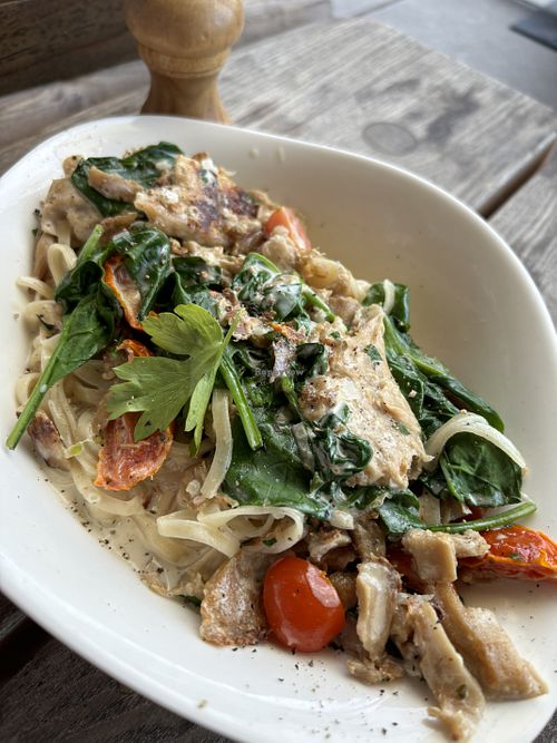 “Vegan pasta” with extra vegan fillet. Pretty good 😌  at Vapiano - Emporia in Malmo