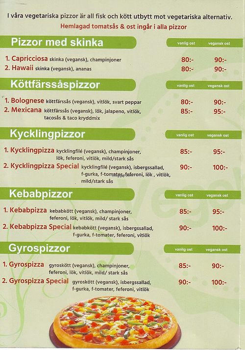 Vegan menu 1/3 at Pizzeria Kronborg in Malmo