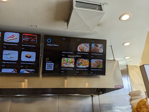 Menu board at Ole Ole Burrito Express in Oakland