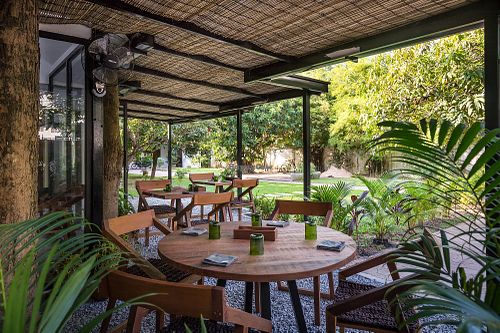 Terrace in the garden at Surplus in Siem Reap