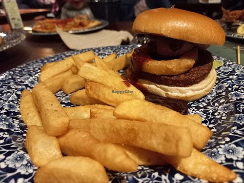 Beyond burger stack #Veganuary at Sir Julian Huxley in Selsdon