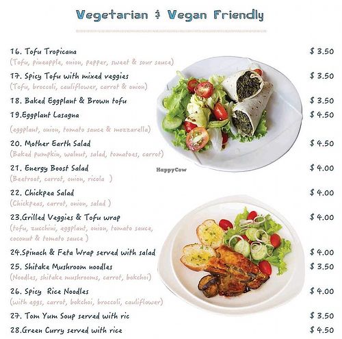 Vegetarian / vegan menu
 at My Friends' Cafe & Bakery in Phnom Penh