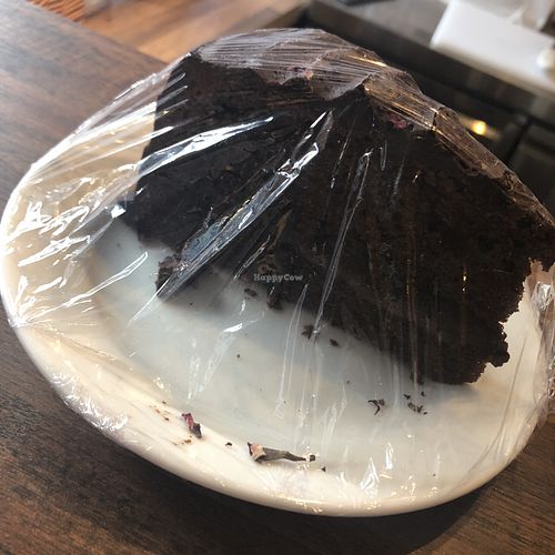 Vegan chocolate cake at KTS Coffee & Sound in Rochester
