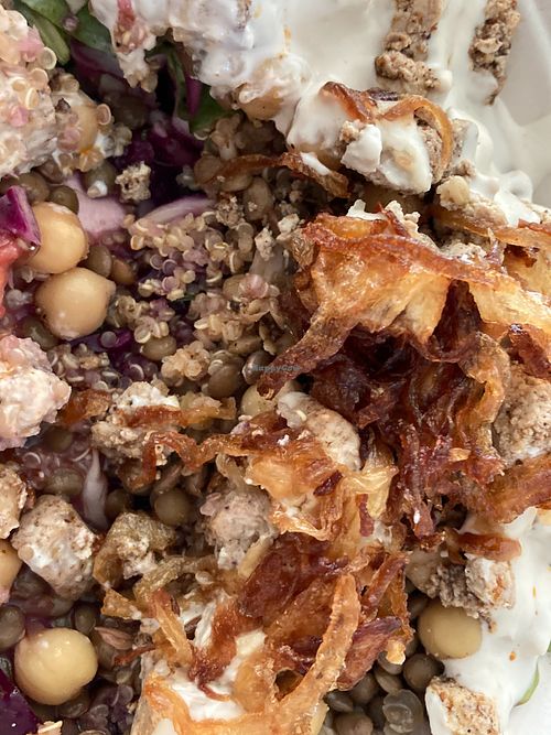 Tofu and quinoa bowl at Koshary Corner in Clarksville