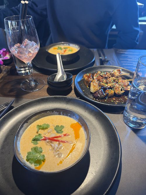 Tom yum soup and eggplant sticks (menu)  at Wokshop - Valby in Copenhagen
