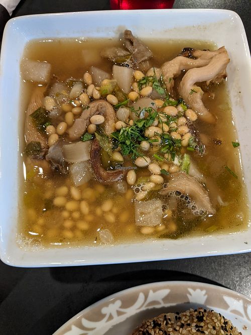 Mushroom, turnip, and soybean soup of the day at BernBaum's in Fargo