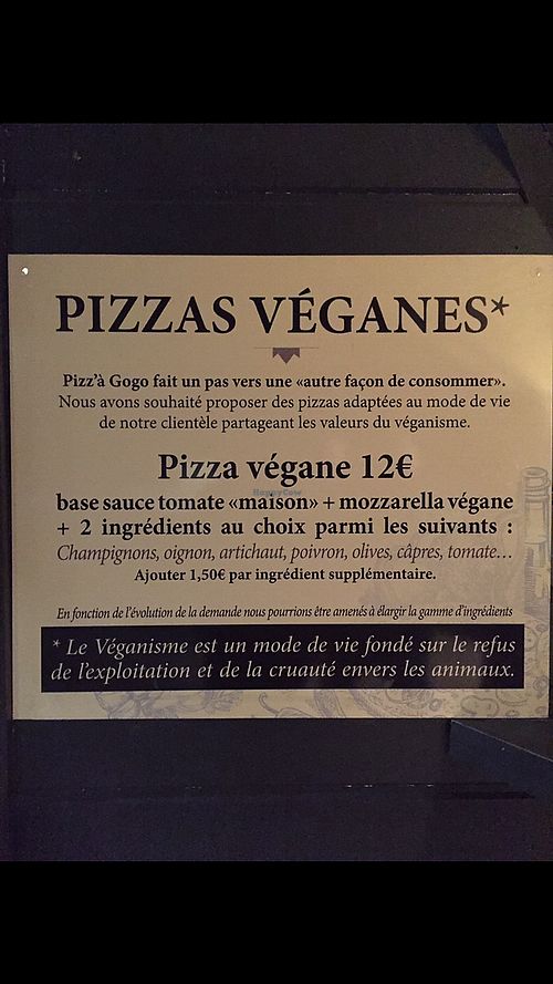 Vegan pizza at Pizza à GoGo in Saint-gervais-la-foret