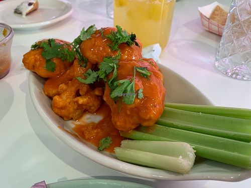 BuffaloCauliflower. Very flavorful sauce! Comes with lots of ranch for dipping. at Belenty's Love in Granbury