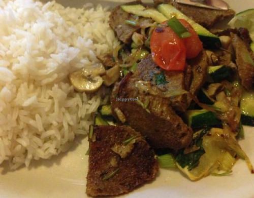 Seiten Buff with white rice at Himal Chuli in Madison