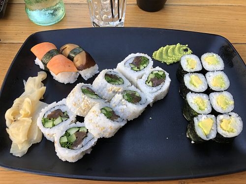 Vegan accorted sushi.  at Hasushia in Tel Aviv