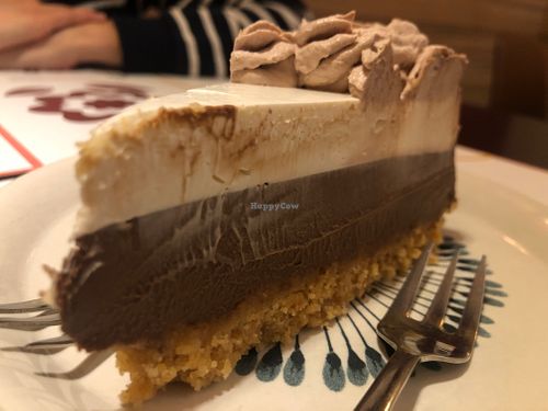 27/2/25 an excellent creamy cake called Lorna’s torte (I think). It has a superbly smooth creamy texture atop a crunchy base reminiscent of crumbly shortcake. at Vegehop in Zagreb