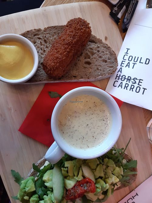 Vegan lunch platter with mustard soup at Café Het Gegeven Paard in Utrecht