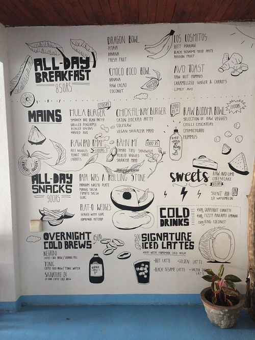 The menu at Cafe Bodhi in Hikkaduwa