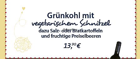 Serves seasonal items like kale with vegetarian (vegetarisch) Schnitzel at Wattkieker in Wittmund