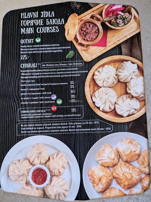 Menu at Gruzie in Prague