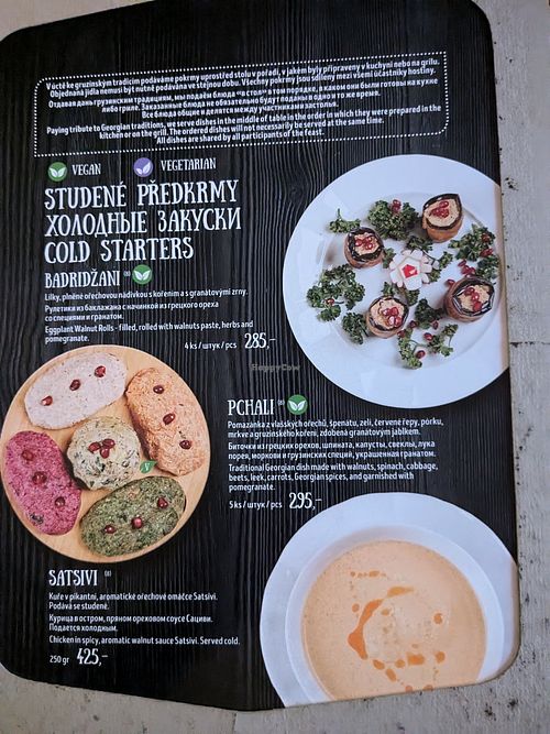 Menu at Gruzie in Prague