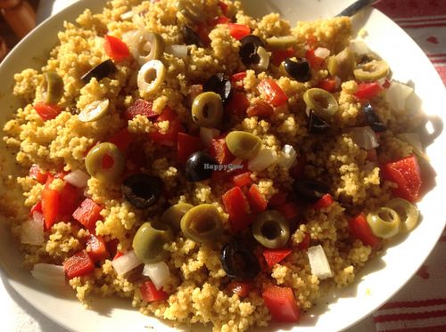 Mediterranean chickpeas and bulgar wheat at Cegin Mam-Gu in Ceredigion