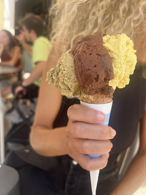 Cremino pistacchio, zafferano, cioccolato   at Bar Gelateria Duomo in L Aquila
