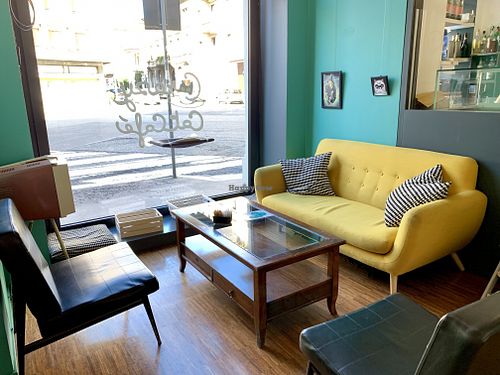 Seats  at Crazy Cat Café in Milan