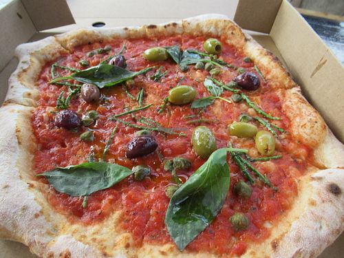 Blood Drive pizza at Young Vegans Pizza Shop in London