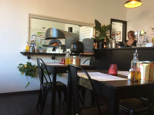 The inside of the Young Vegans restaurant. at Young Vegans Pizza Shop in London