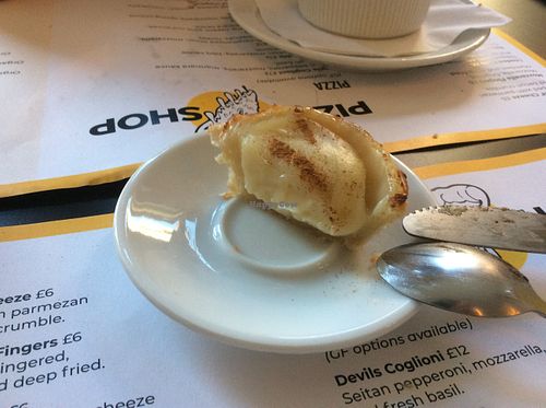 The delightful Portugese custard tart. at Young Vegans Pizza Shop in London