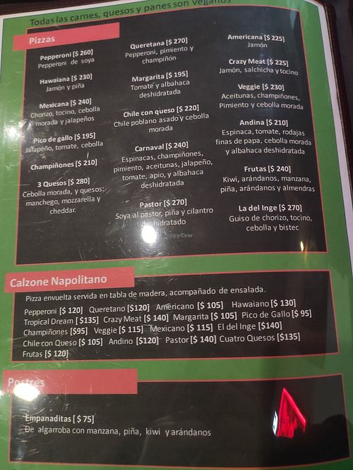 Menú at Piachela in Queretaro