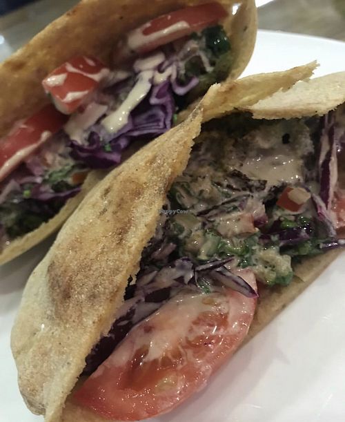 Organic falafel sandwich!  at Raha Natureland in Kuwait City