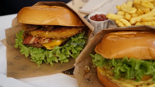 Meaty burger and the beyond one at VINCENT - East Side Mall in Berlin