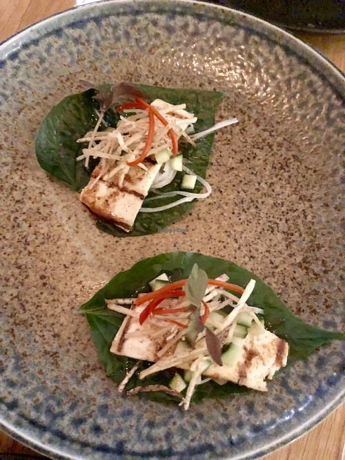 Tofu betel leaves with crispy taro  at Jimmy Wah's in Burleigh Heads