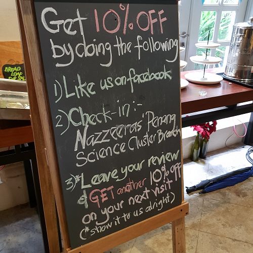 Menu at Nazzeeras in Penang