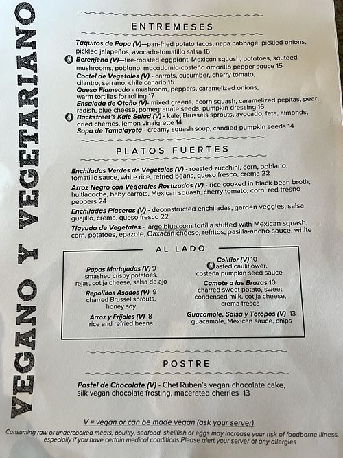 Ask for the vegan menu!   at Caracol Restaurant in Houston